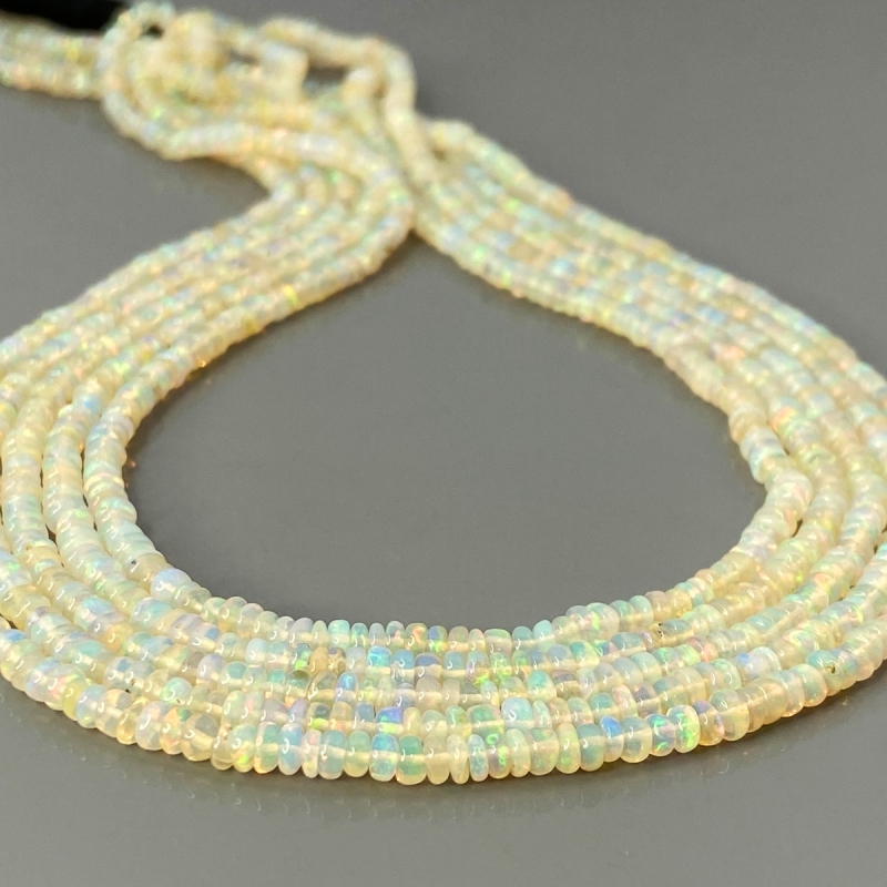 Ethiopian Opal 3-4mm Smooth Rondelle AA+ Gemstone Beads Strand - 181889