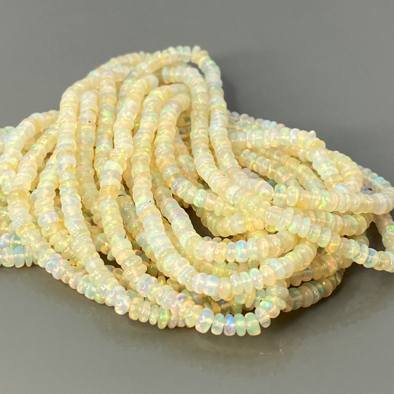 Ethiopian Opal 3-4mm Smooth Rondelle AA+ Gemstone Beads Strand - 181889