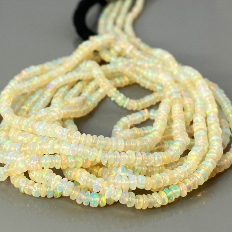 Ethiopian Opal 3-4mm Smooth Rondelle AA+ Gemstone Beads Strand - 181889