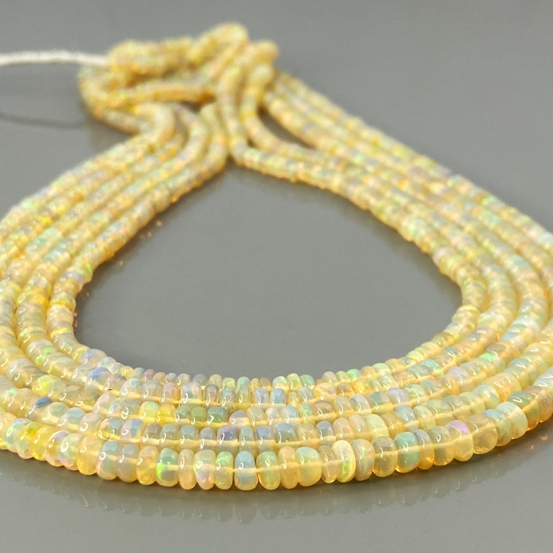 Ethiopian Opal 4-4.5mm Smooth Rondelle AA+ Gemstone Beads Strand - 181893