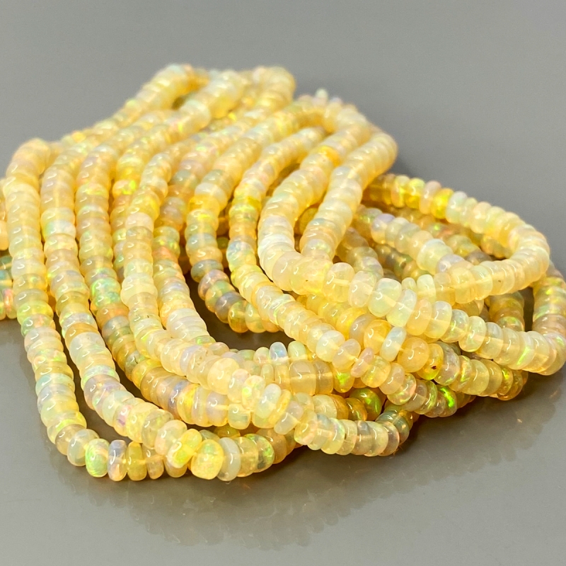 Ethiopian Opal 4-4.5mm Smooth Rondelle AA+ Gemstone Beads Strand - 181893