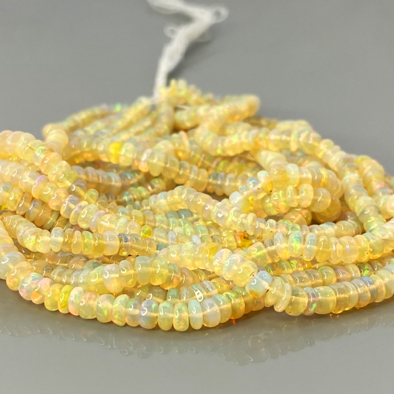 Ethiopian Opal 4-4.5mm Smooth Rondelle AA+ Gemstone Beads Strand - 181893