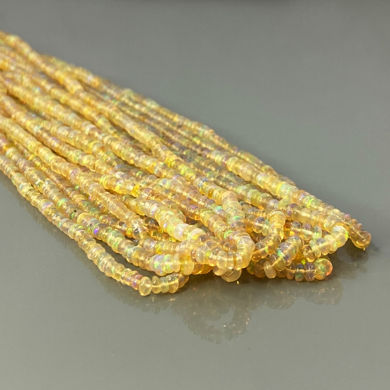 Ethiopian Opal 3-4mm Smooth Rondelle AA+ Gemstone Beads Strand - 181896