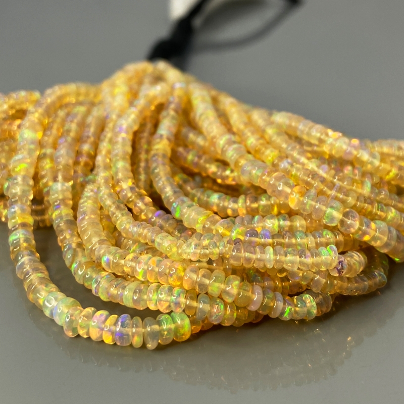 Ethiopian Opal 3-4mm Smooth Rondelle AA+ Gemstone Beads Strand - 181896