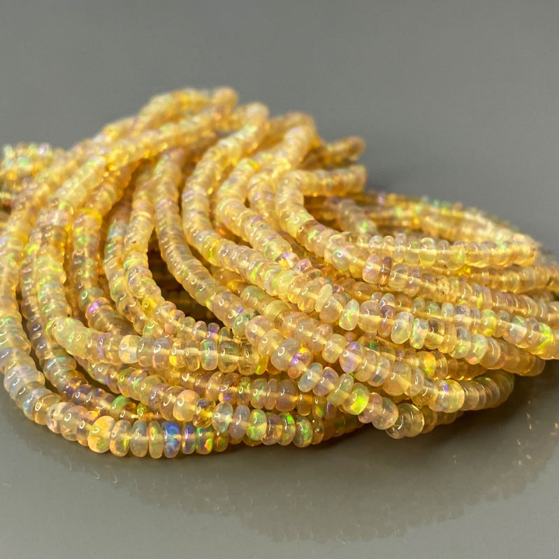 Ethiopian Opal 3-4mm Smooth Rondelle AA+ Gemstone Beads Strand - 181896