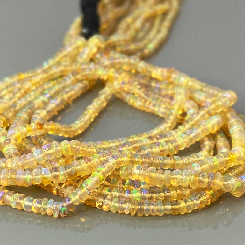 Ethiopian Opal 3-4mm Smooth Rondelle AA+ Gemstone Beads Strand - 181896