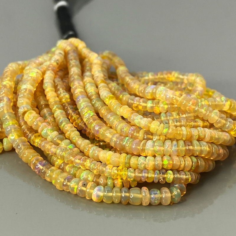 Ethiopian Opal 3-4mm Smooth Rondelle AA+ Gemstone Beads Strand - 181898