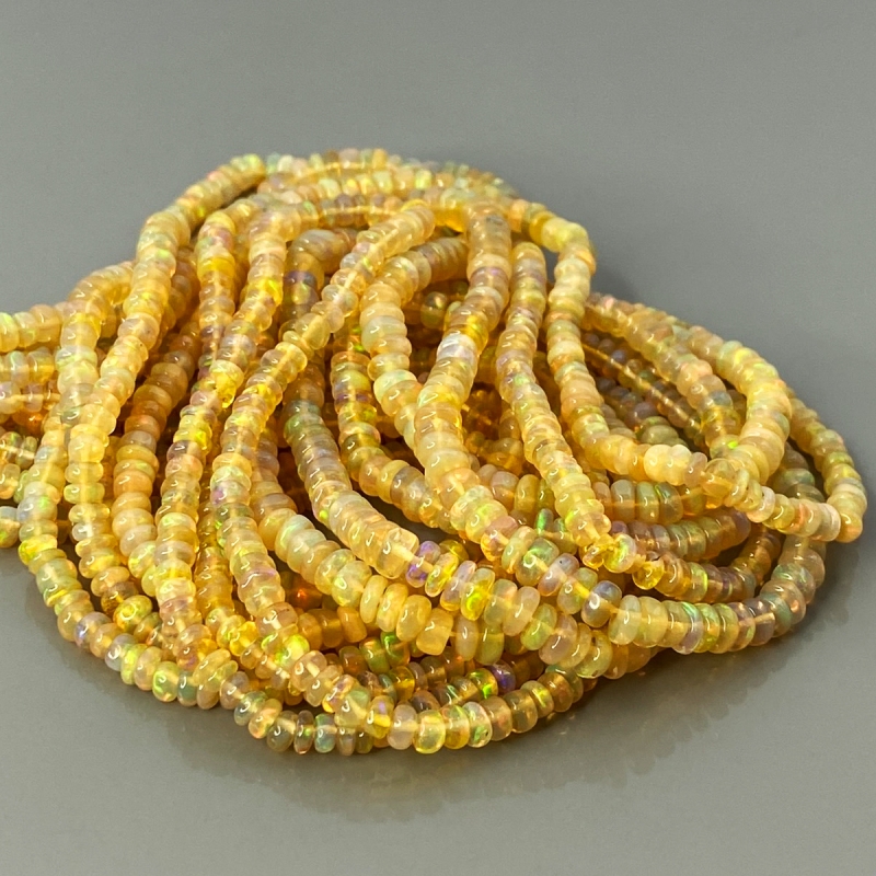 Ethiopian Opal 3-4mm Smooth Rondelle AA+ Gemstone Beads Strand - 181898