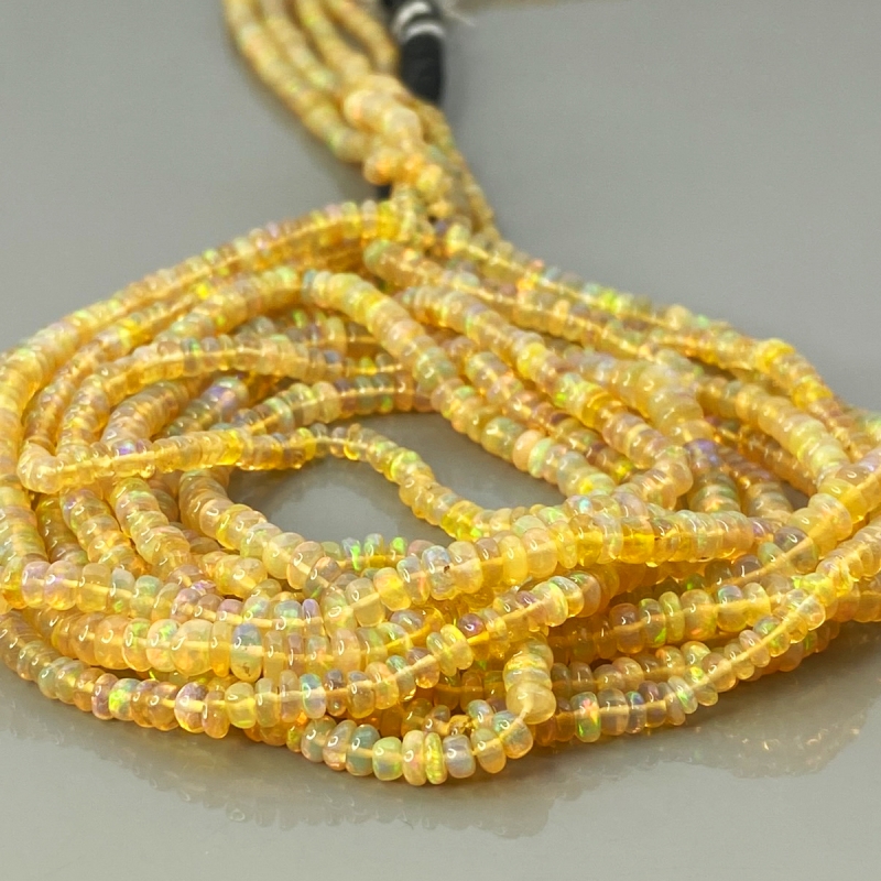 Ethiopian Opal 3-4mm Smooth Rondelle AA+ Gemstone Beads Strand - 181898