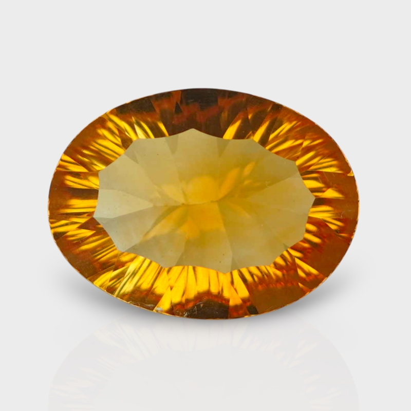 Citrine 15x11mm Concave Cut Oval AAA Loose Gemstone - 182093