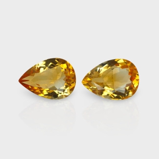 Citrine 14x10mm Faceted Pear AA+ Matched Gemstones Pair - 181718