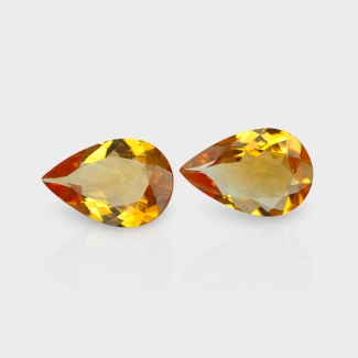 Citrine 12x8mm Faceted Pear AAA Matched Gemstones Pair - 182213