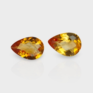 Citrine 13x9mm Checkerboard Pear AAA Matched Gemstones Pair - 182252