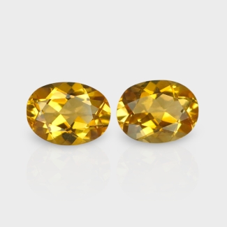 Citrine 9x7mm Faceted Oval AA+ Matched Gemstones Pair - 182272