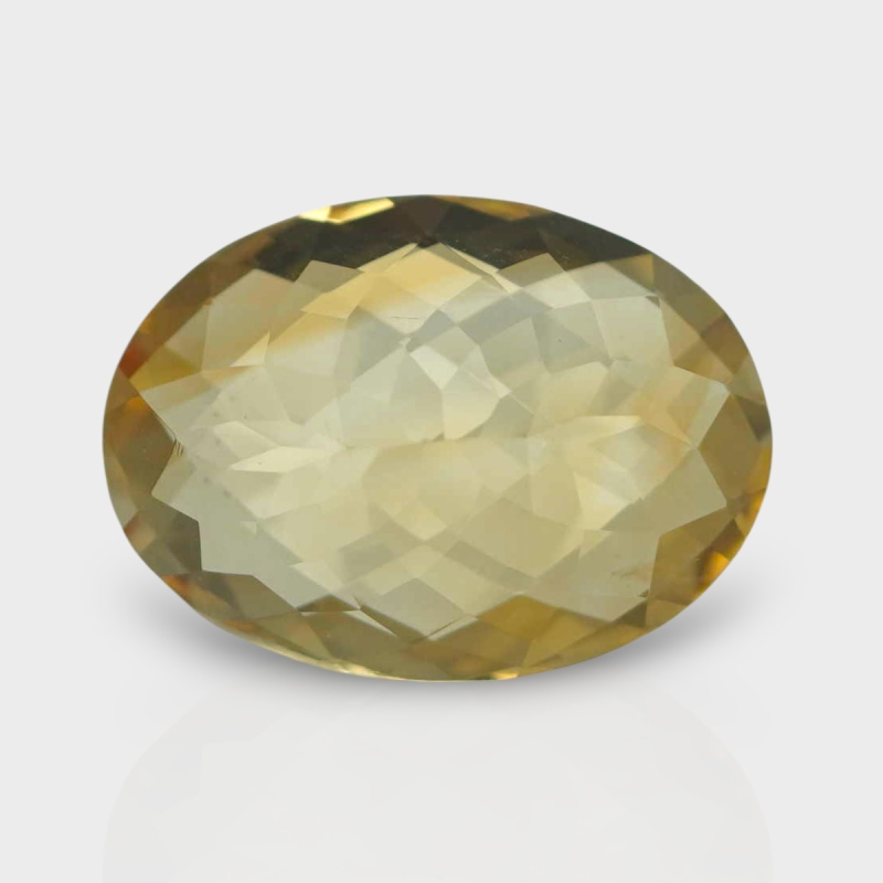 Citrine 15.97x11.52mm Checkerboard Oval AA Loose Gemstone - 180793
