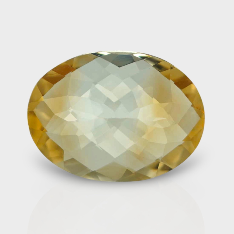 Citrine 15.75x11.67mm Checkerboard Oval AA Loose Gemstone - 181570