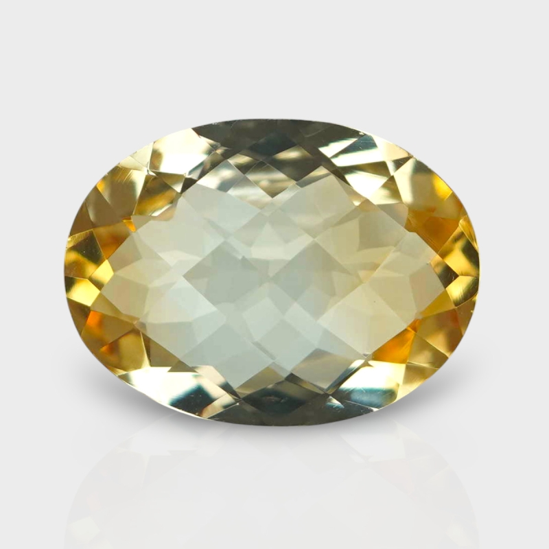 Citrine 15.75x11.67mm Checkerboard Oval AA Loose Gemstone - 181570