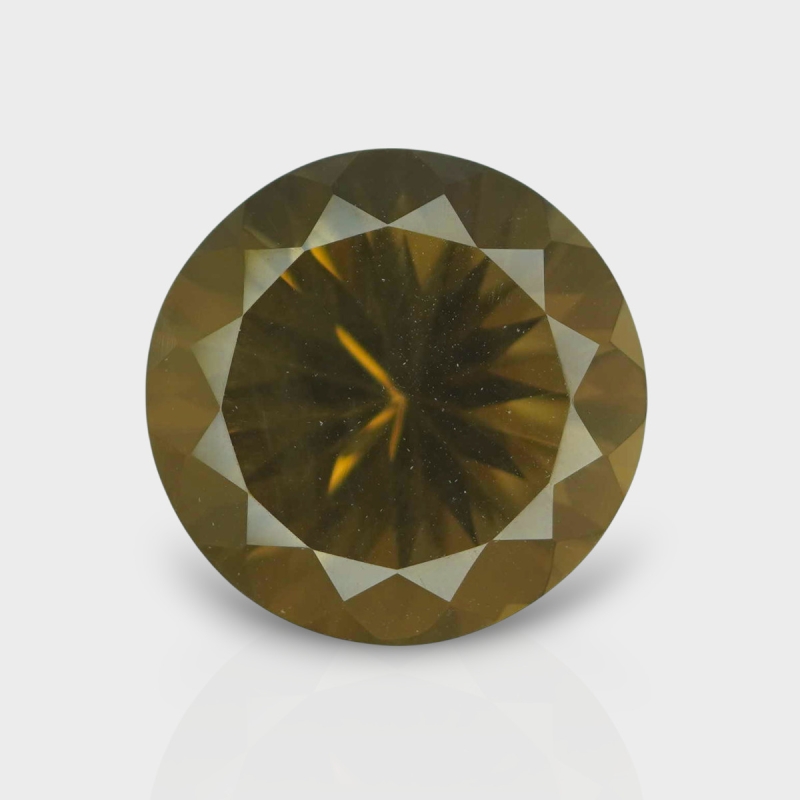 Olive Quartz 18.42mm Diamond Cut Round AAA Loose Gemstone - 180561