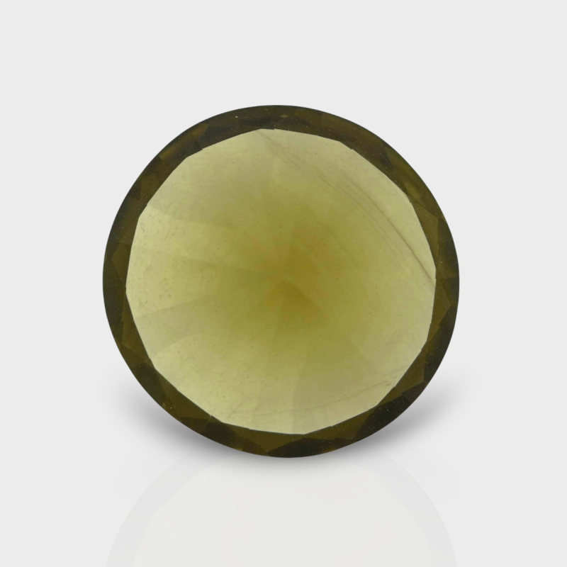 Olive Quartz 18.60mm Diamond Cut Round AAA Loose Gemstone - 182168