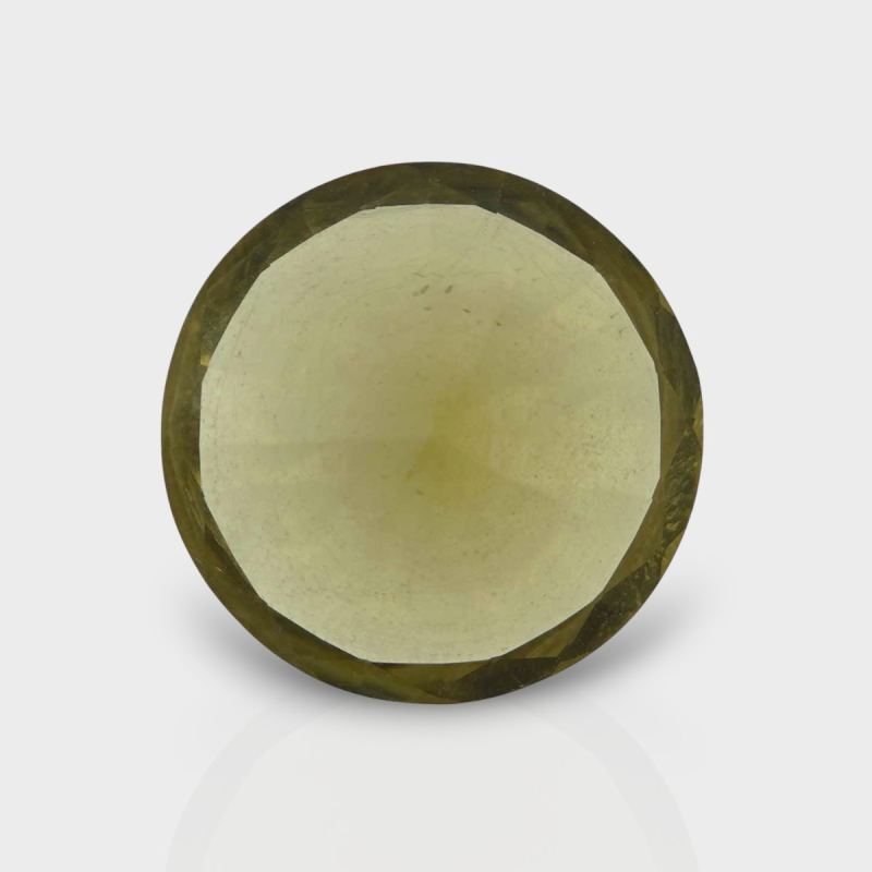 Olive Quartz 17.15mm Diamond Cut Round AAA Loose Gemstone - 182233