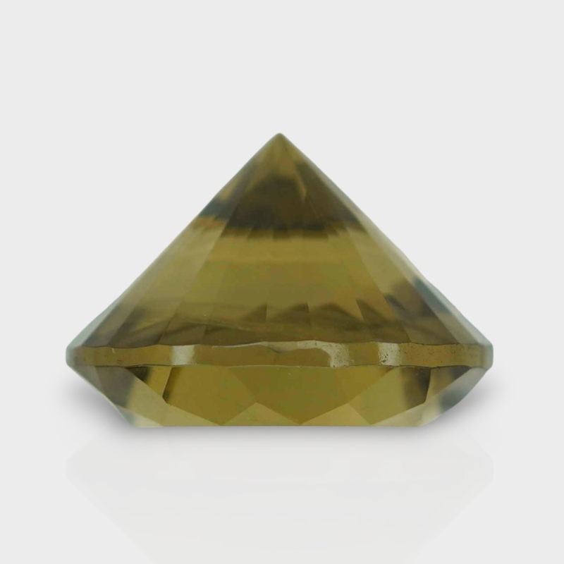 Olive Quartz 17.15mm Diamond Cut Round AAA Loose Gemstone - 182233