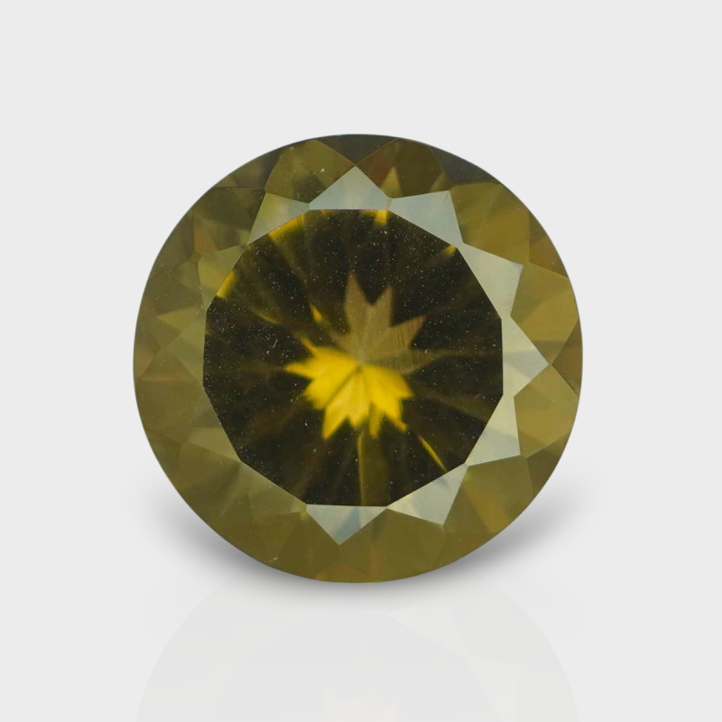 Olive Quartz 16.80mm Diamond Cut Round AAA Loose Gemstone - 182234