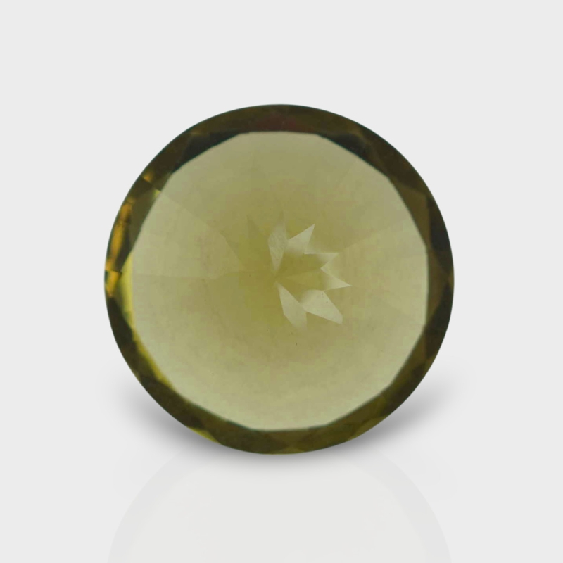 Olive Quartz 16.80mm Diamond Cut Round AAA Loose Gemstone - 182234