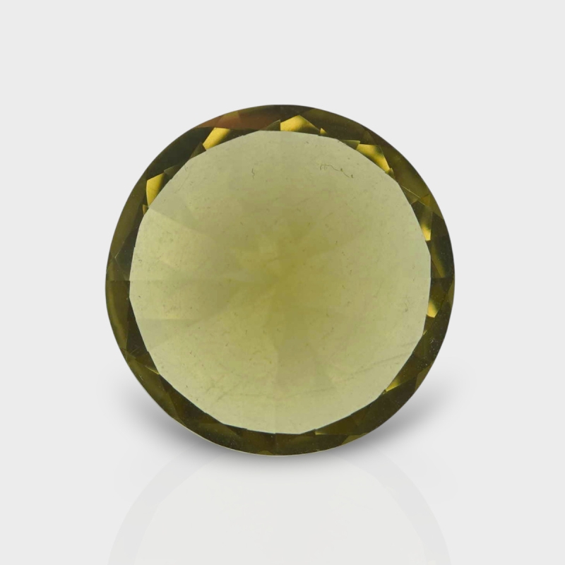 Olive Quartz 17.21mm Diamond Cut Round AAA Loose Gemstone - 182235