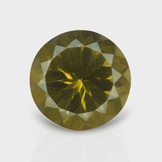Olive Quartz 17.21mm Diamond Cut Round AAA Loose Gemstone - 182235