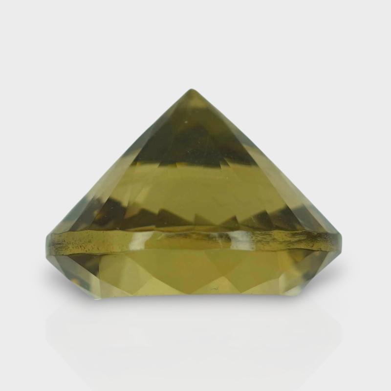 Olive Quartz 17.21mm Diamond Cut Round AAA Loose Gemstone - 182235
