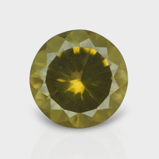 Olive Quartz 16.38mm Diamond Cut Round AAA Loose Gemstone - 182236