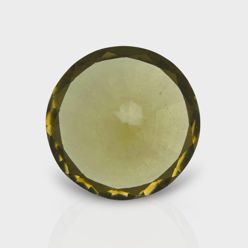 Olive Quartz 16.38mm Diamond Cut Round AAA Loose Gemstone - 182236