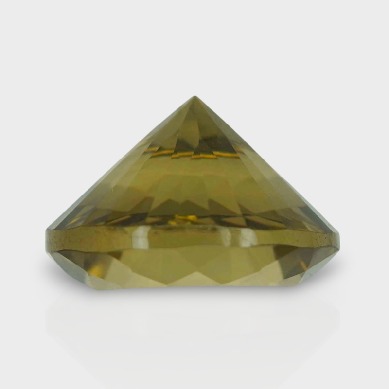 Olive Quartz 16.38mm Diamond Cut Round AAA Loose Gemstone - 182236