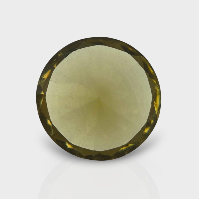 Olive Quartz 16.55mm Diamond Cut Round AAA Loose Gemstone - 182237