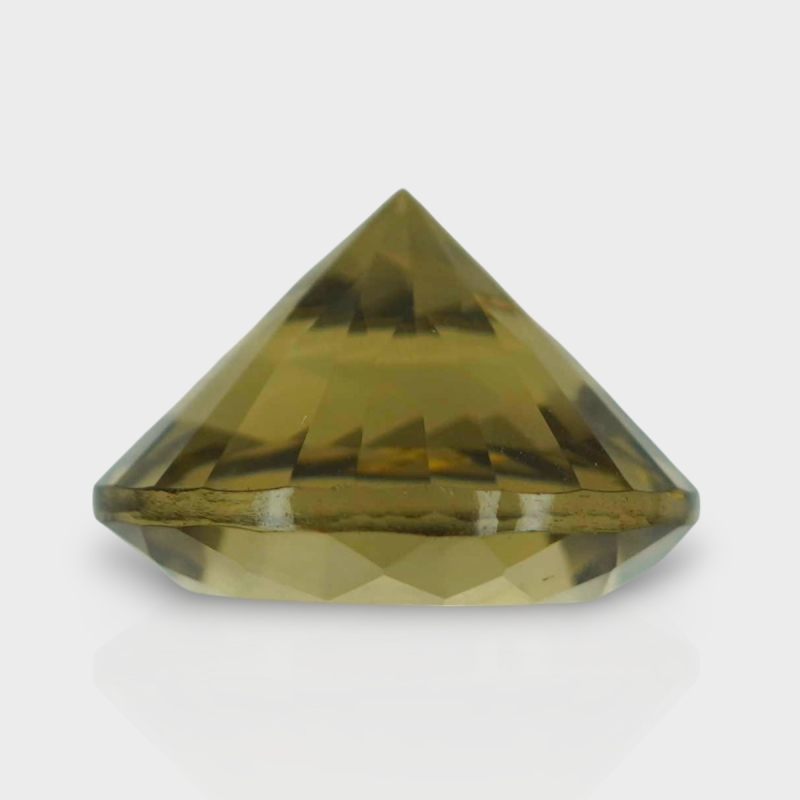 Olive Quartz 16.55mm Diamond Cut Round AAA Loose Gemstone - 182237