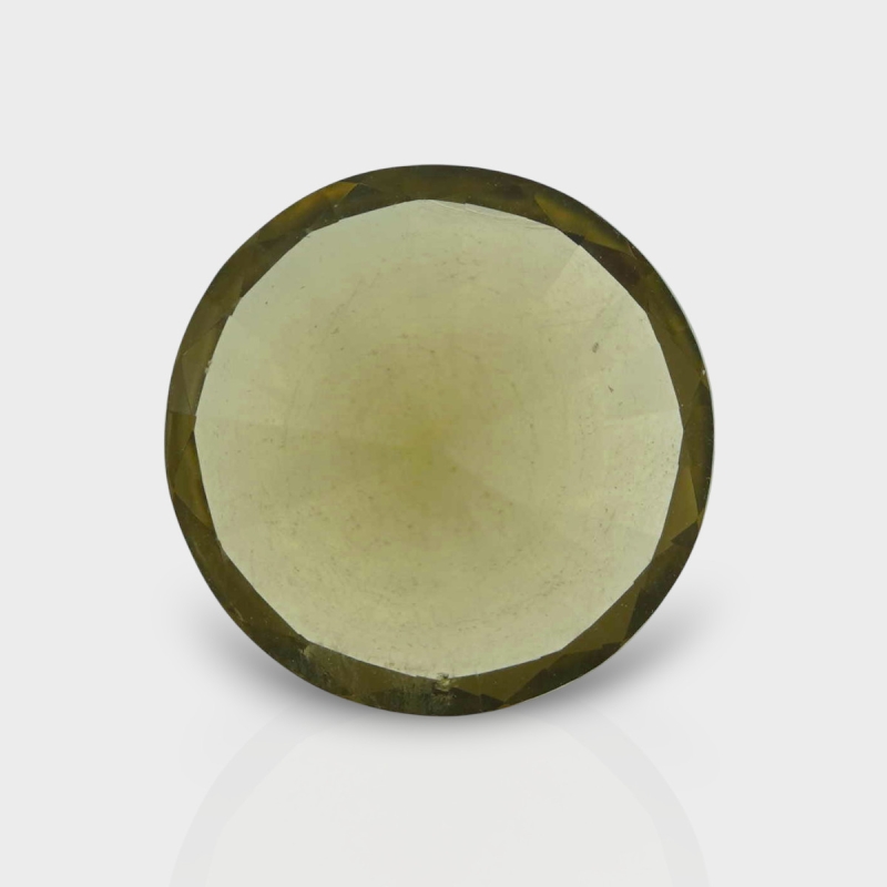 Olive Quartz 16.52mm Diamond Cut Round AAA Loose Gemstone - 182238