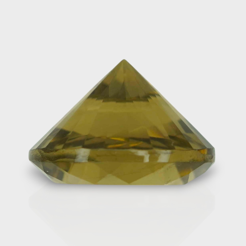 Olive Quartz 16.52mm Diamond Cut Round AAA Loose Gemstone - 182238