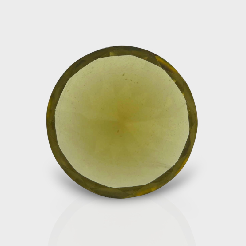 Olive Quartz 17.05mm Diamond Cut Round AAA Loose Gemstone - 182326