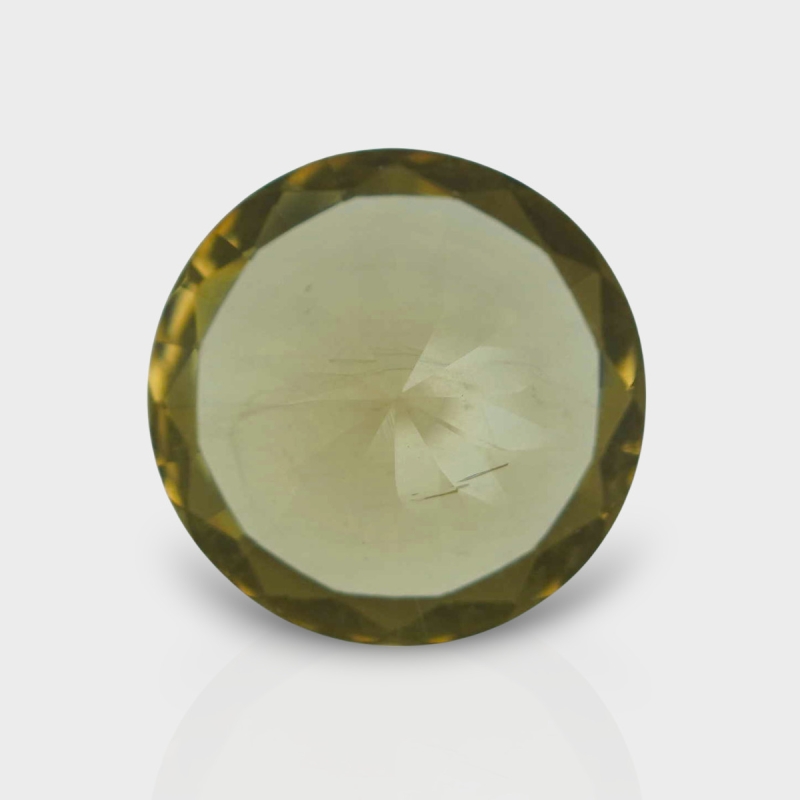 Olive Quartz 17.12mm Diamond Cut Round AAA Loose Gemstone - 182328