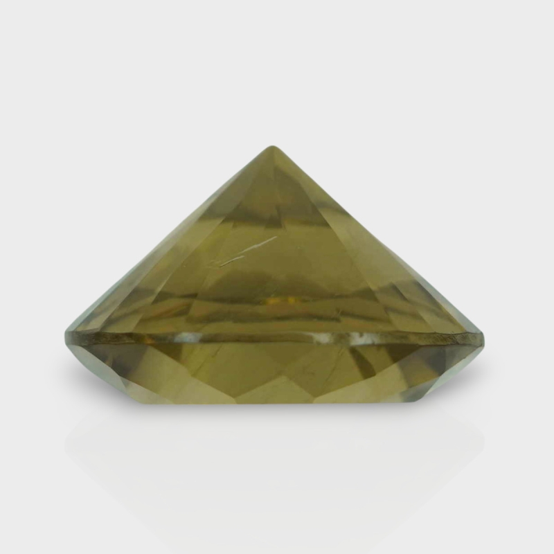 Olive Quartz 17.12mm Diamond Cut Round AAA Loose Gemstone - 182328
