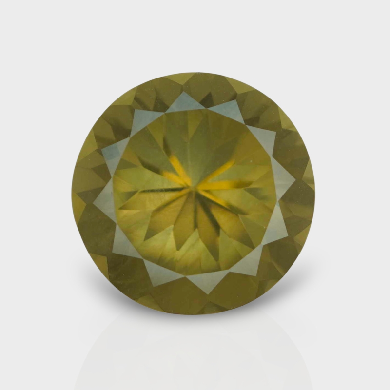 Olive Quartz 16.80mm Diamond Cut Round AAA Loose Gemstone - 182329