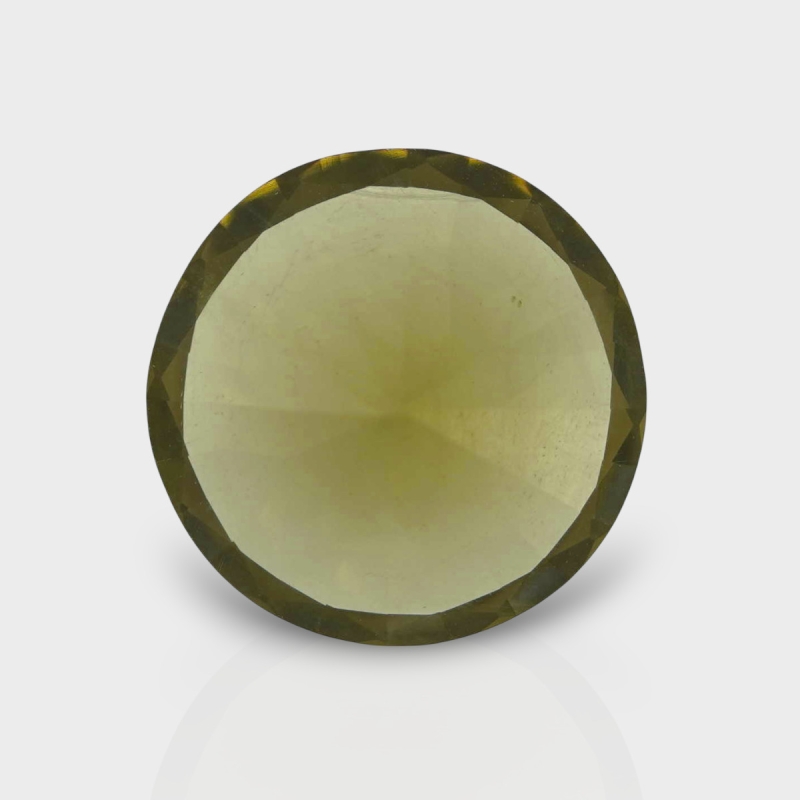 Olive Quartz 16.80mm Diamond Cut Round AAA Loose Gemstone - 182329