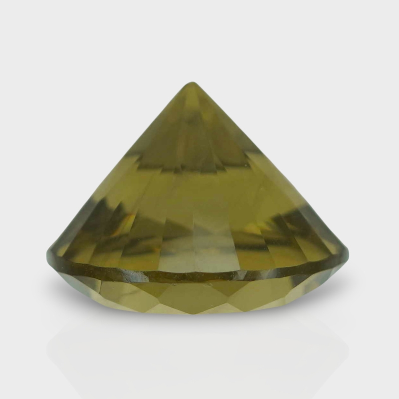 Olive Quartz 16.80mm Diamond Cut Round AAA Loose Gemstone - 182329