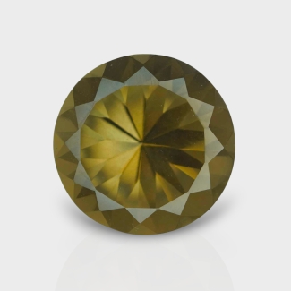 Olive Quartz 17.97mm Diamond Cut Round AAA Loose Gemstone - 182394