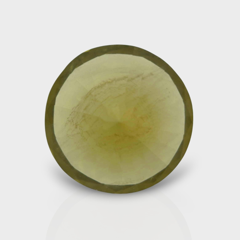 Olive Quartz 18.09mm Diamond Cut Round AAA Loose Gemstone - 182395