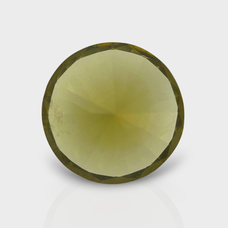 Olive Quartz 17.75mm Diamond Cut Round AAA Loose Gemstone - 182396