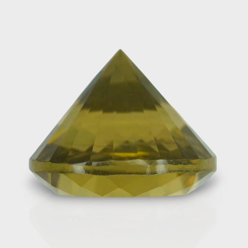 Olive Quartz 17.75mm Diamond Cut Round AAA Loose Gemstone - 182396