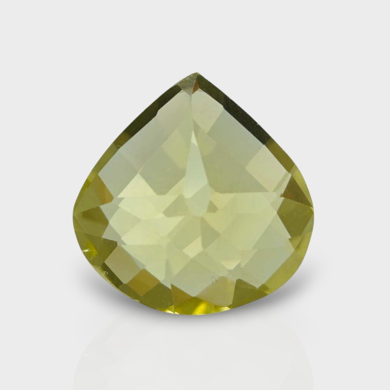 Lemon Quartz 15mm Checkerboard Heart AAA Loose Gemstone - 181879