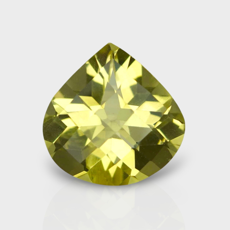 Lemon Quartz 15mm Checkerboard Heart AAA Loose Gemstone - 181879