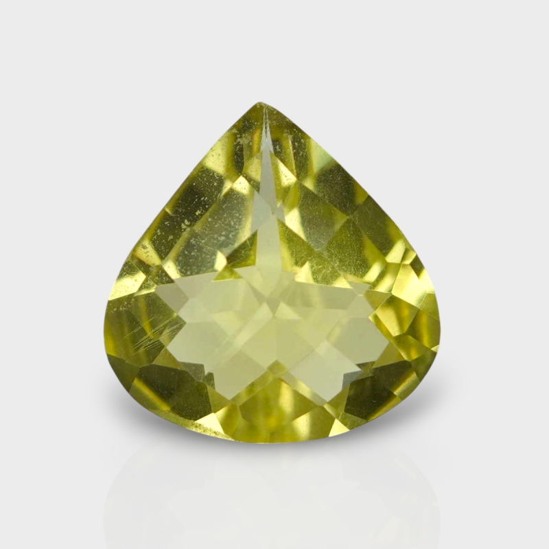 Lemon Quartz 14mm Checkerboard Heart AAA Loose Gemstone - 181880